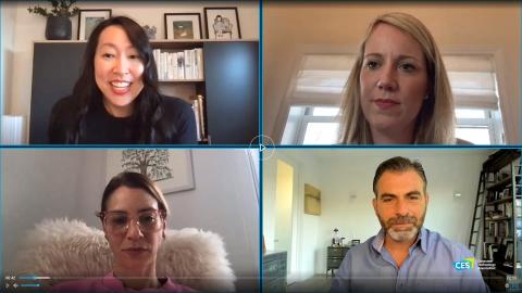 Clockwise from top left: WPP’s Carol Reed (moderator), Walgreens’ Alyssa Raine, Verizon Media’s Ivan Markman and Harry’s Gabby Cohen