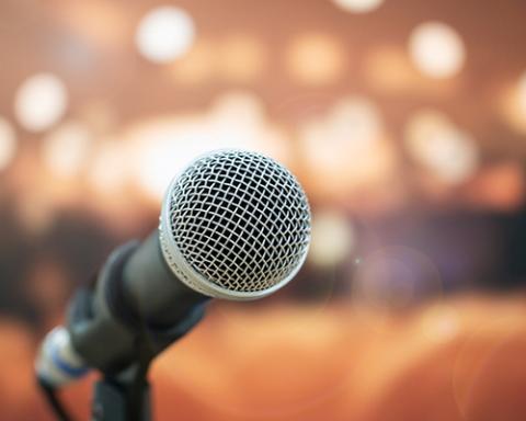 a person wearing a microphone