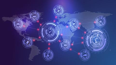 using artificial intelligence in global supply chain, map of world