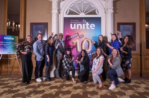 The team at EnsembleIQ celebrates hosting the 10-year anniversary of Analytics Unite.