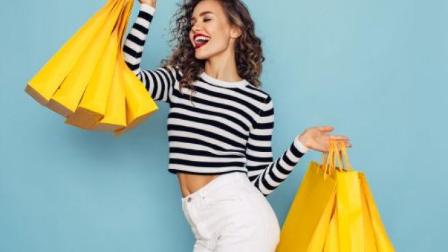 a woman in a striped shirt