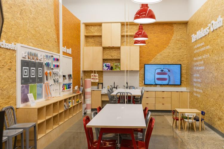The "Maker Space" includes supplies shoppers can use.